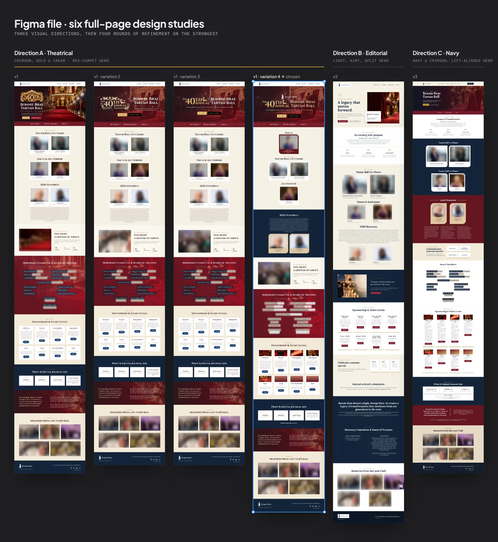 Bonnie Brae Tartan Ball Landing Page · Figma file: six design studies, image 1