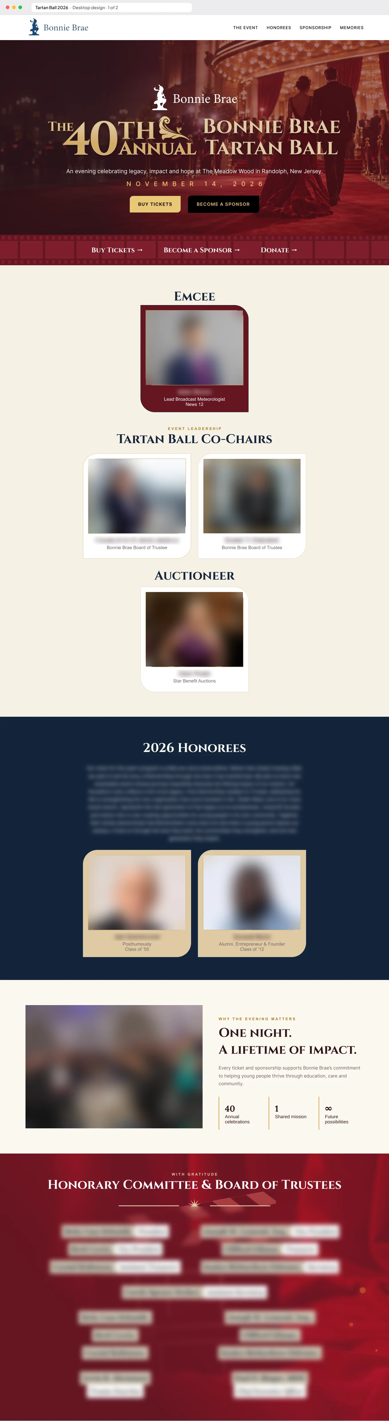 Bonnie Brae Tartan Ball Landing Page · Chosen design: hero to board, image 1