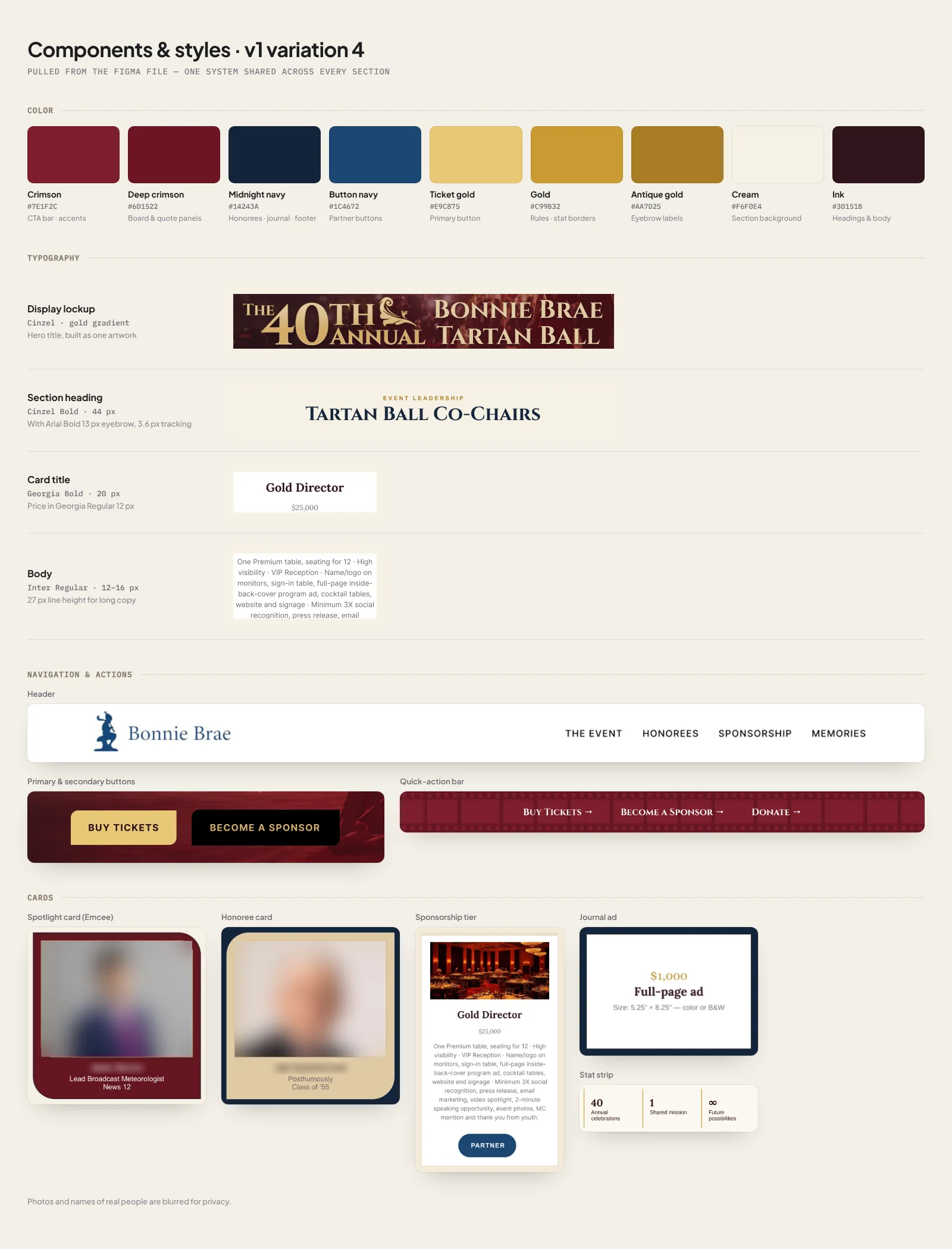 Bonnie Brae Tartan Ball Landing Page · Components & styles, image 1