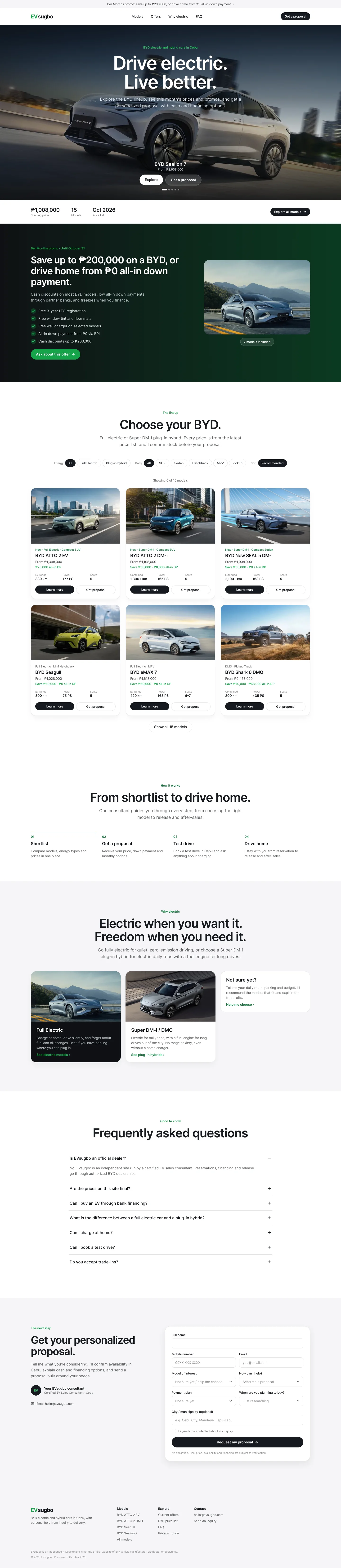 EVsugbo · EV Buying Portal for Cebu · Home page, image 1