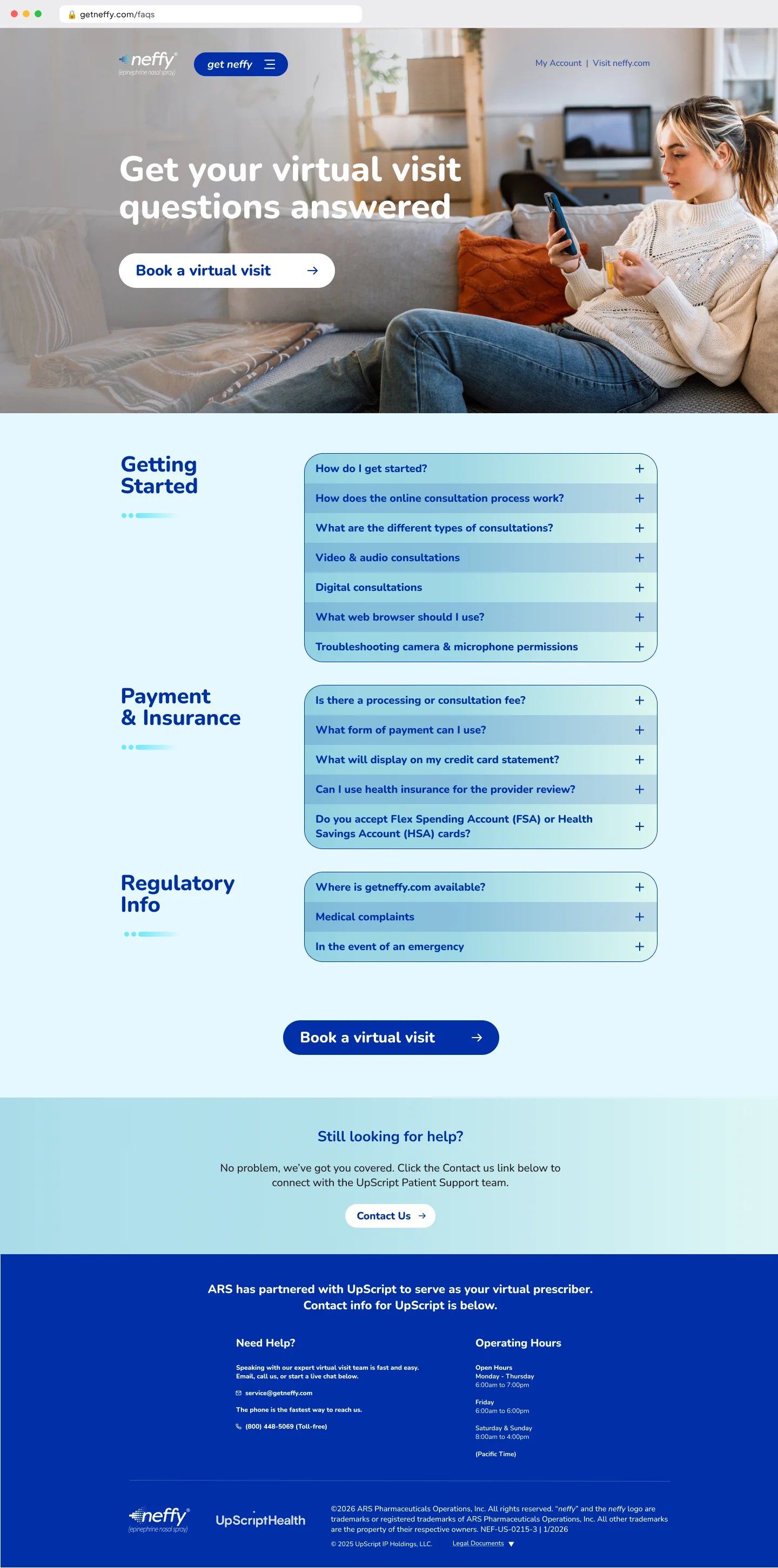 neffy Virtual Visit Landing Pages · FAQs, image 1