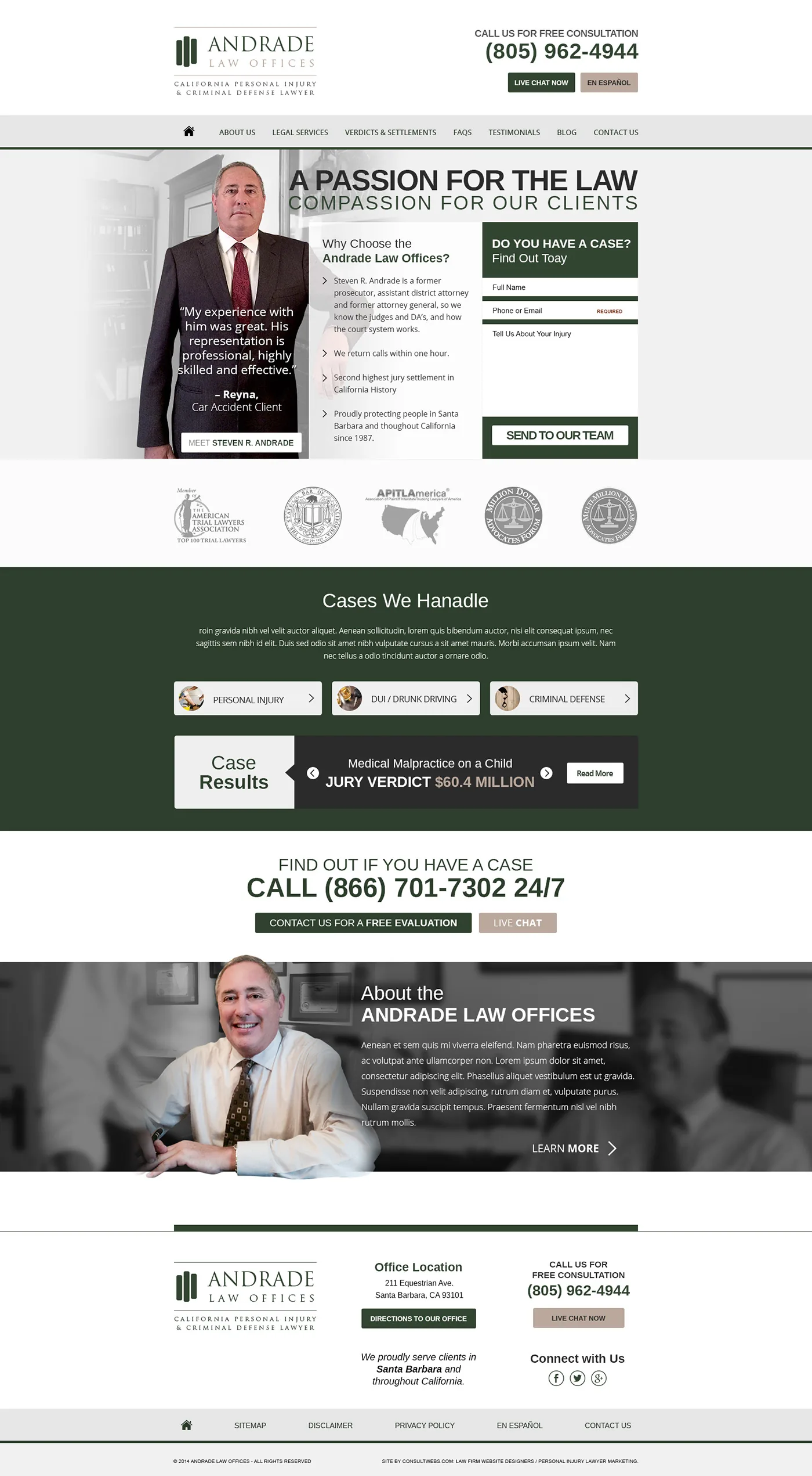 Law Firm Website Collection · Andrade Law Offices, image 1